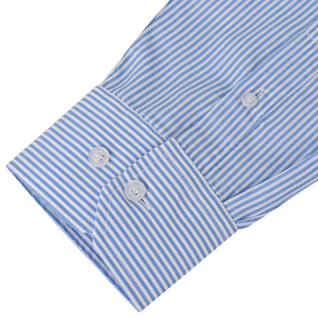 vidaXL Camisa de vestir de hombre talla S rayas blanca y azul