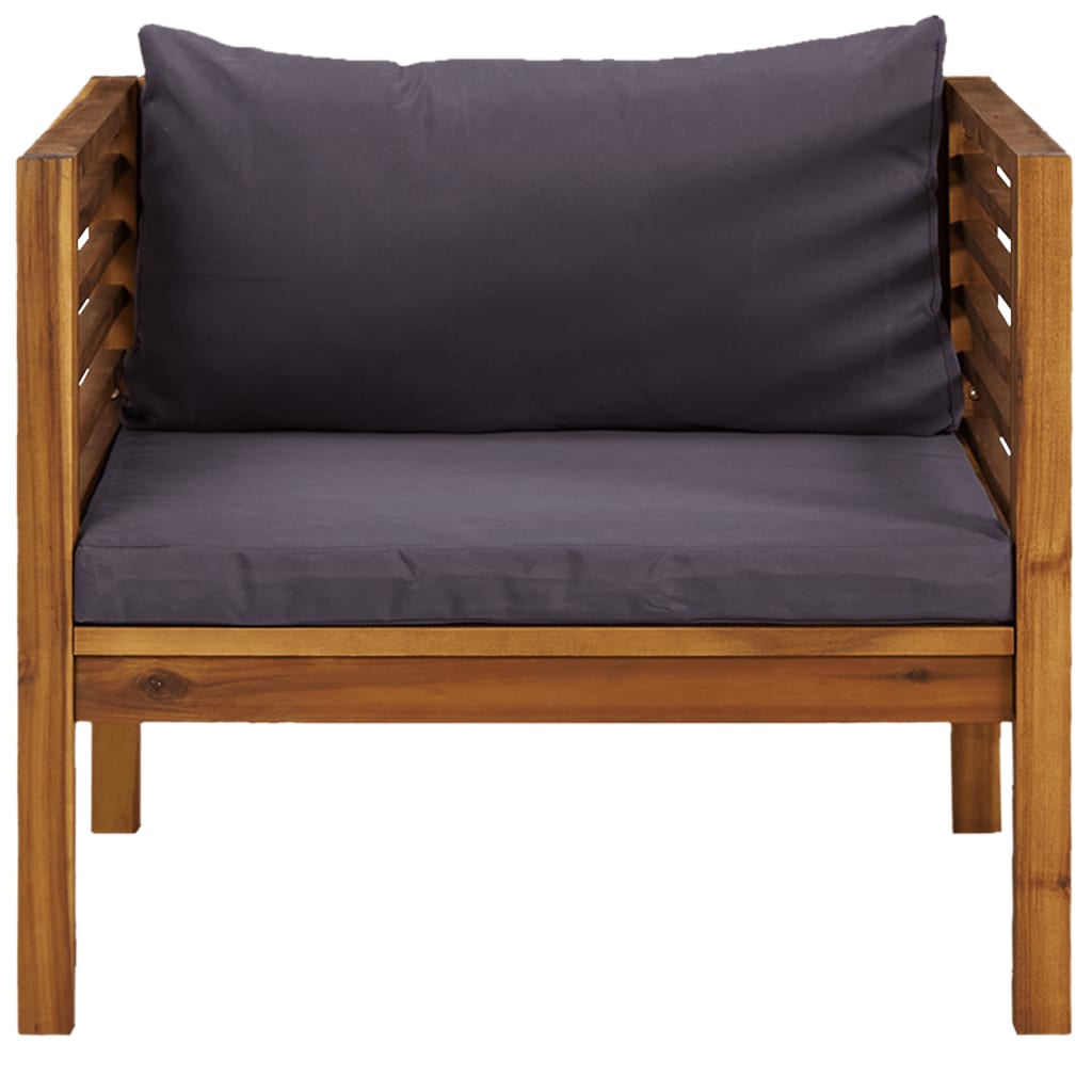 vidaXL Set sofás jardín 2 pzas con cojines gris oscuro madera acacia