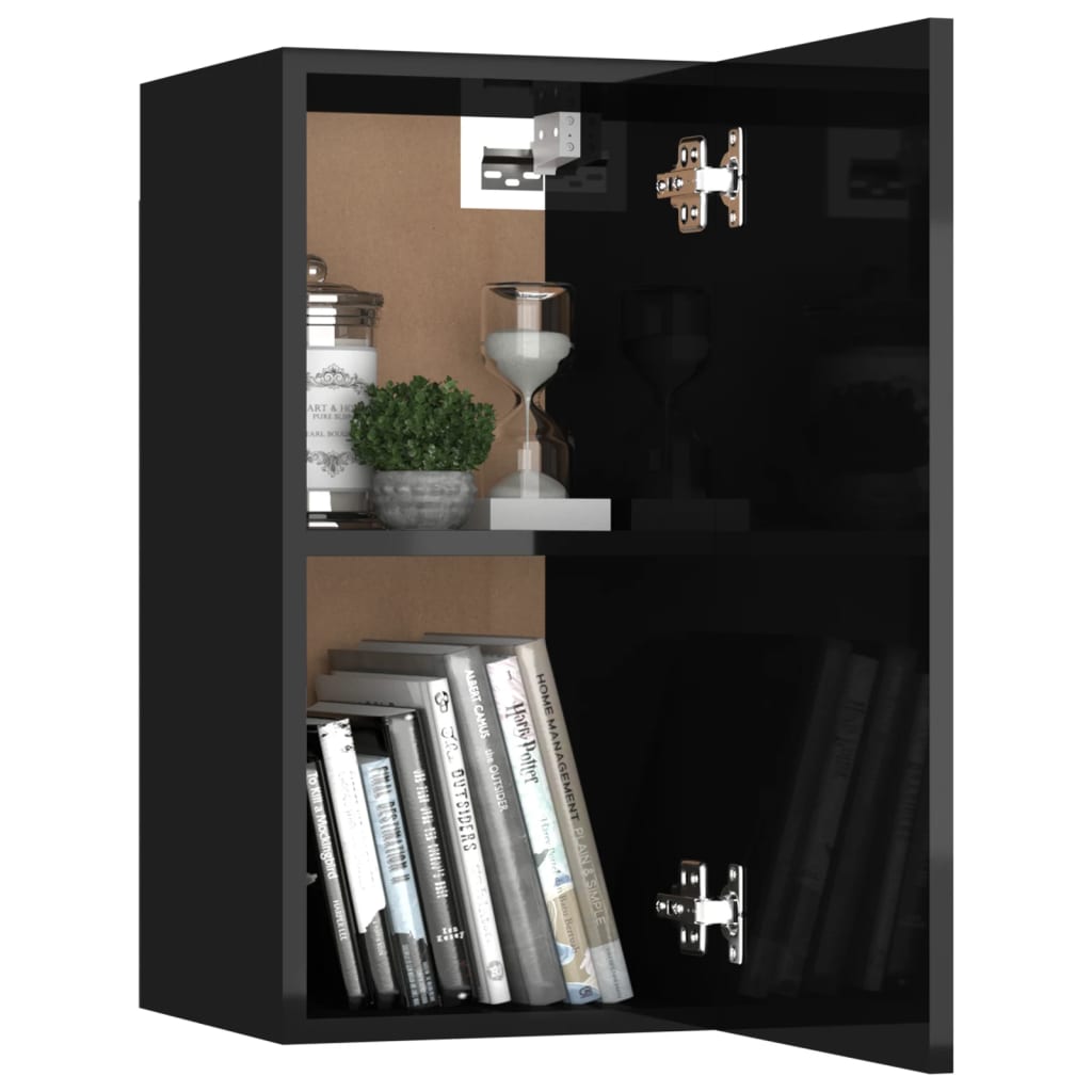 vidaXL Mueble de TV madera contrachapada negro brillante 30,5x30x60cm