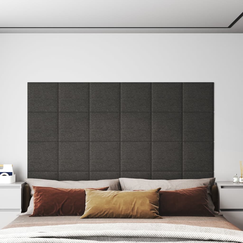 vidaXL Paneles de pared 12 uds tela gris oscuro 30x30 cm 1,08 m²