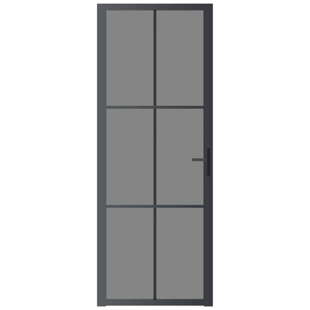 vidaXL Puerta interior vidrio EGS y aluminio negro 76x201,5 cm