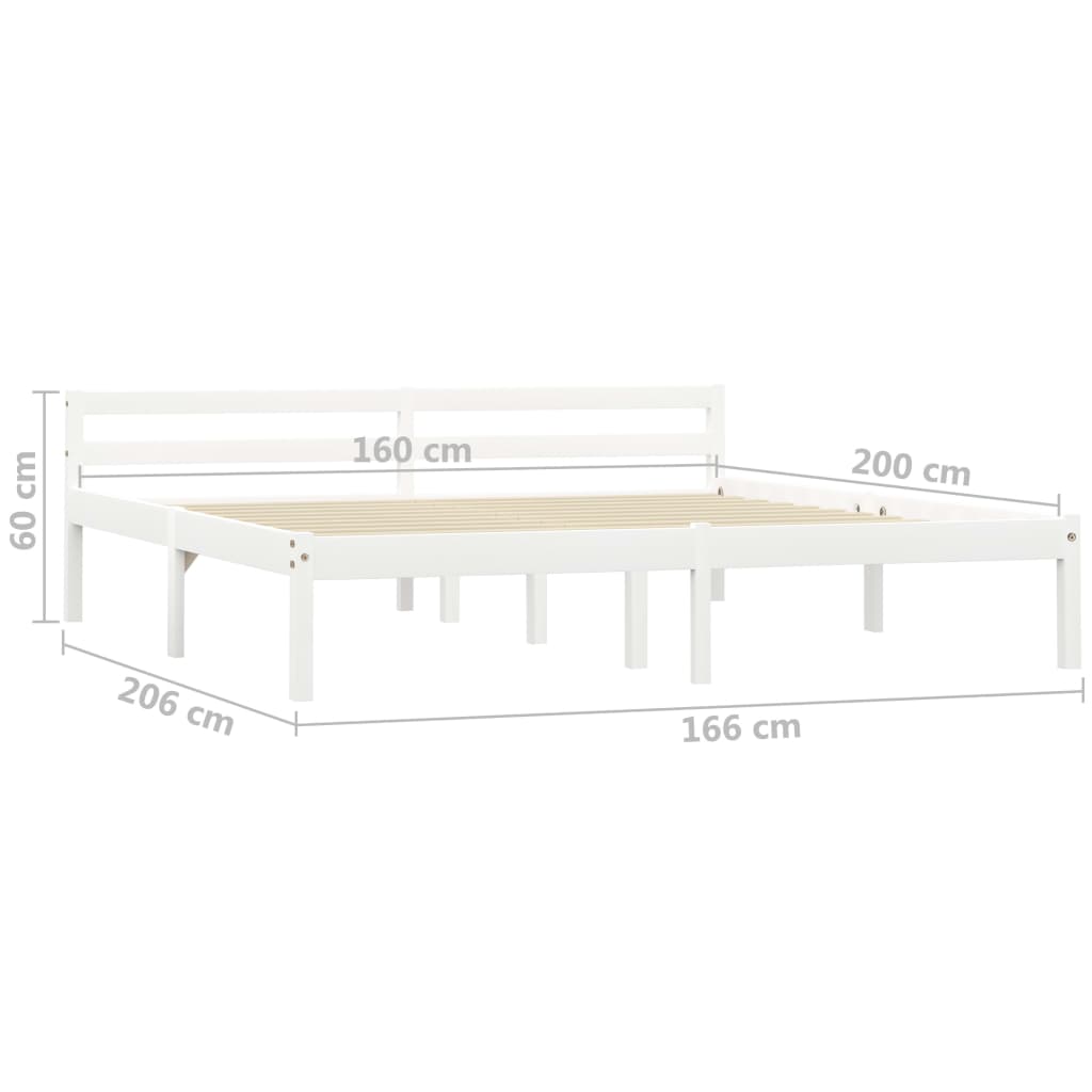 vidaXL Estructura de cama de madera maciza de pino blanco 160x200 cm