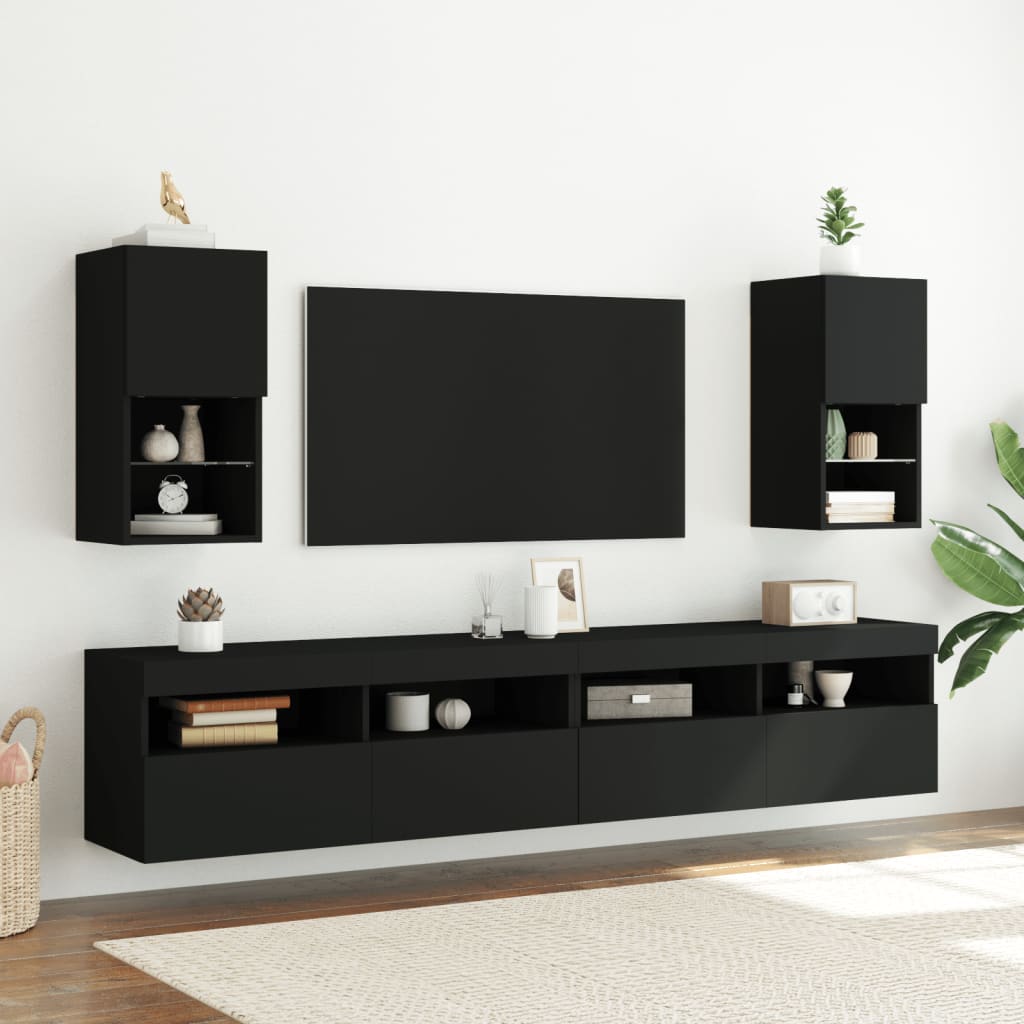 vidaXL Mueble para TV con luces LED negro 30,5x30x60 cm