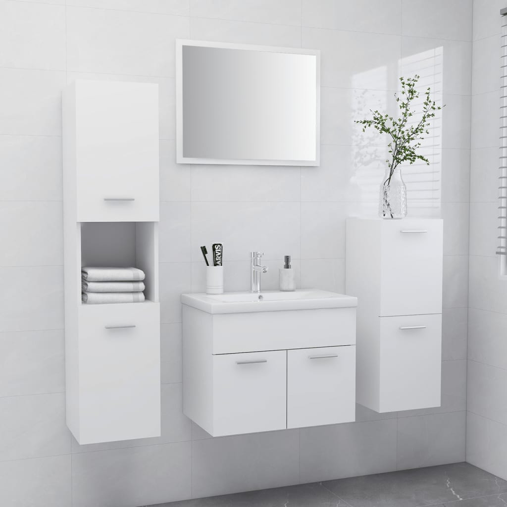 vidaXL Conjunto de muebles de baño aglomerado blanco