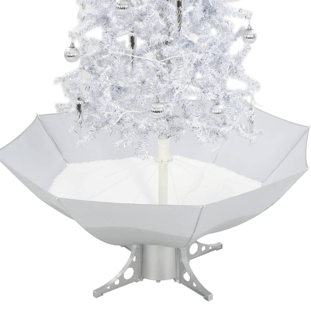 vidaXL Árbol de Navidad con nieve con base en paraguas blanco 170 cm