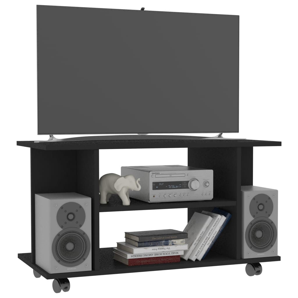vidaXL Mueble de TV con ruedas madera de ingeniería negro 80x40x45 cm