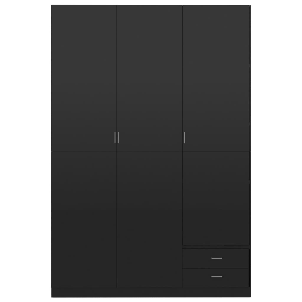 vidaXL Armario 3 puertas madera ingeniería negro brillo 120x50x180 cm