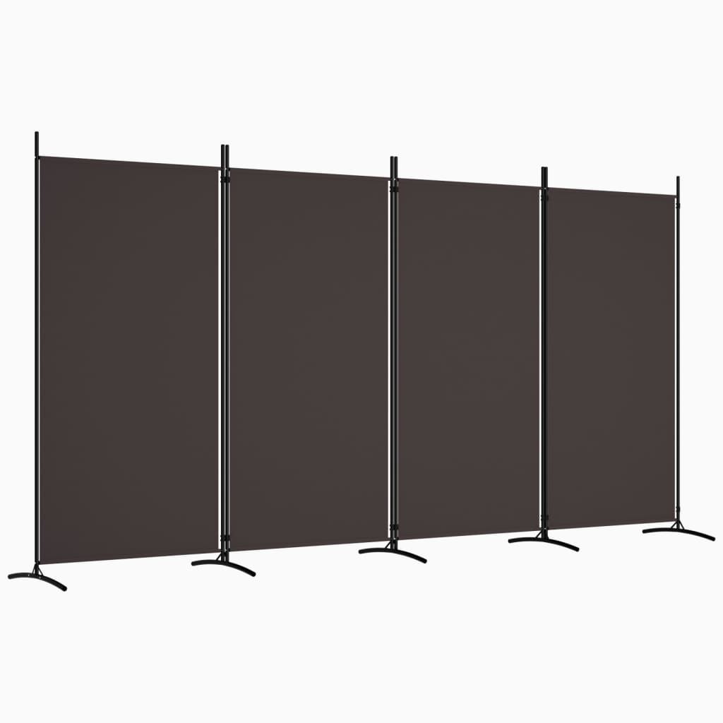 vidaXL Biombo divisor de 4 paneles de tela marrón 346x180 cm