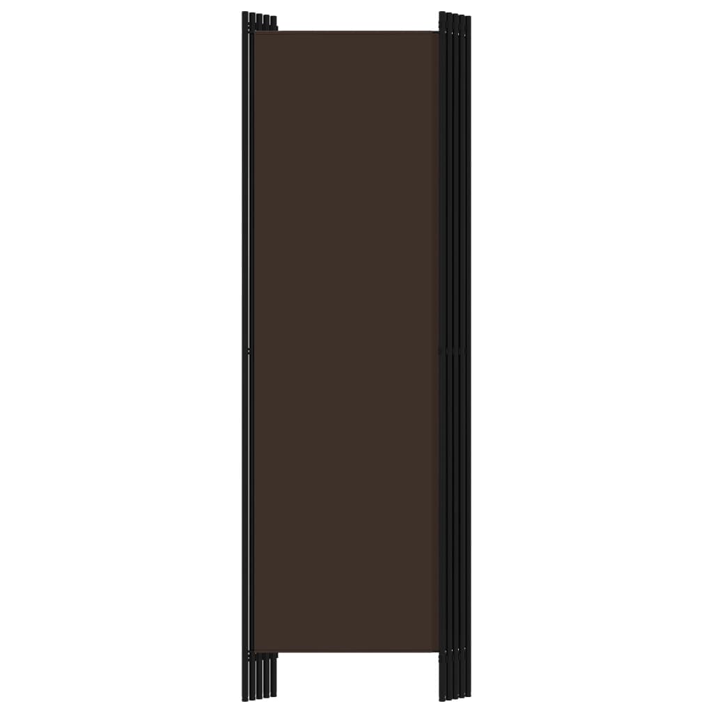 vidaXL Biombo divisor de 5 paneles marrón 250x180 cm