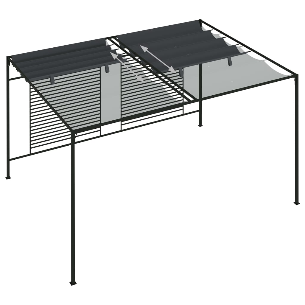 vidaXL Cenador con techo retráctil antracita 4x3x2,3 m 180 g/m²