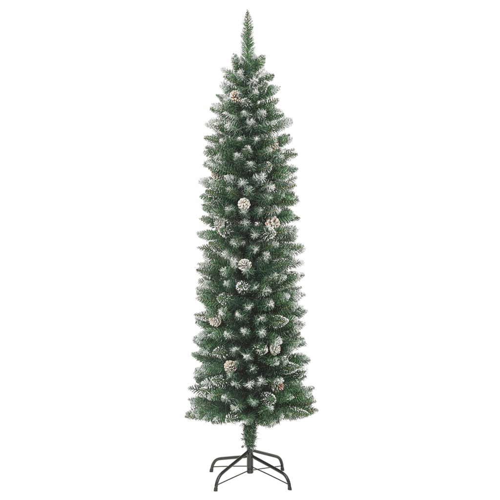 vidaXL Árbol de Navidad artificial estrecho con soporte PVC 240 cm