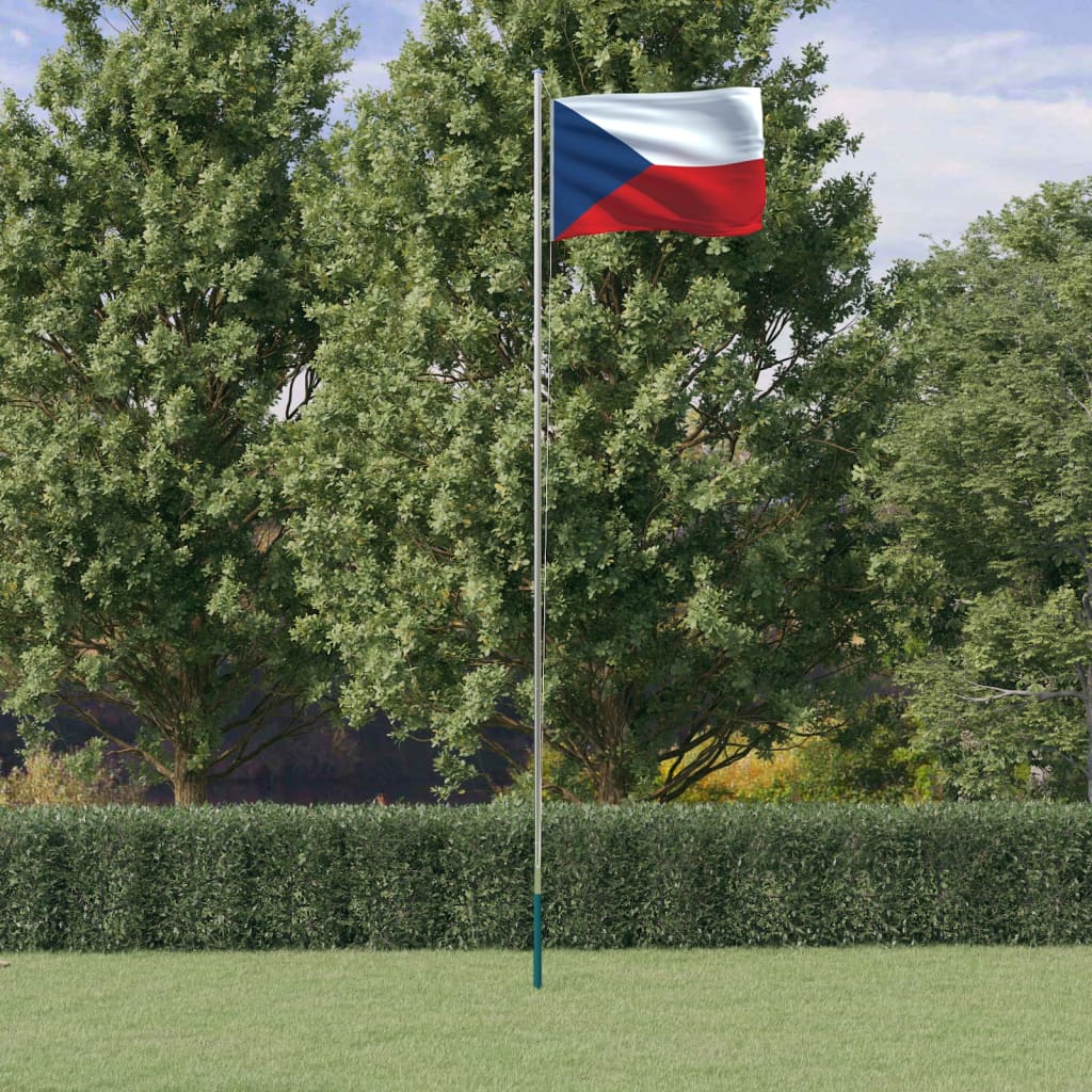 vidaXL Mástil y bandera de República Checa aluminio 6,23 m