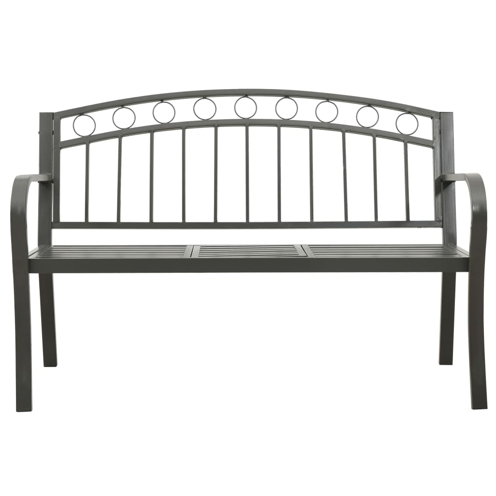 vidaXL Banco de jardín con mesa acero gris 125 cm