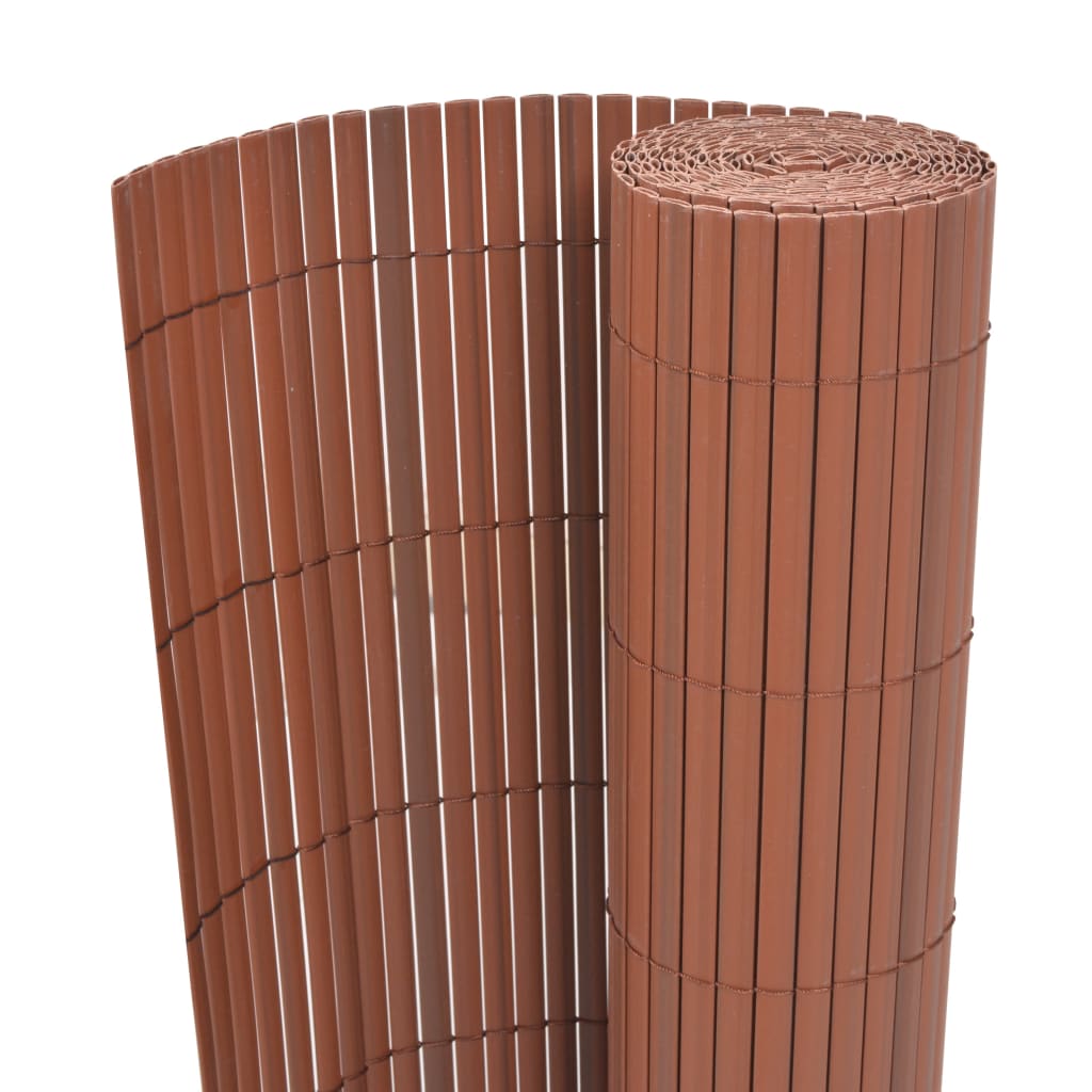 vidaXL Valla de jardín de doble cara PVC marrón 90x500 cm