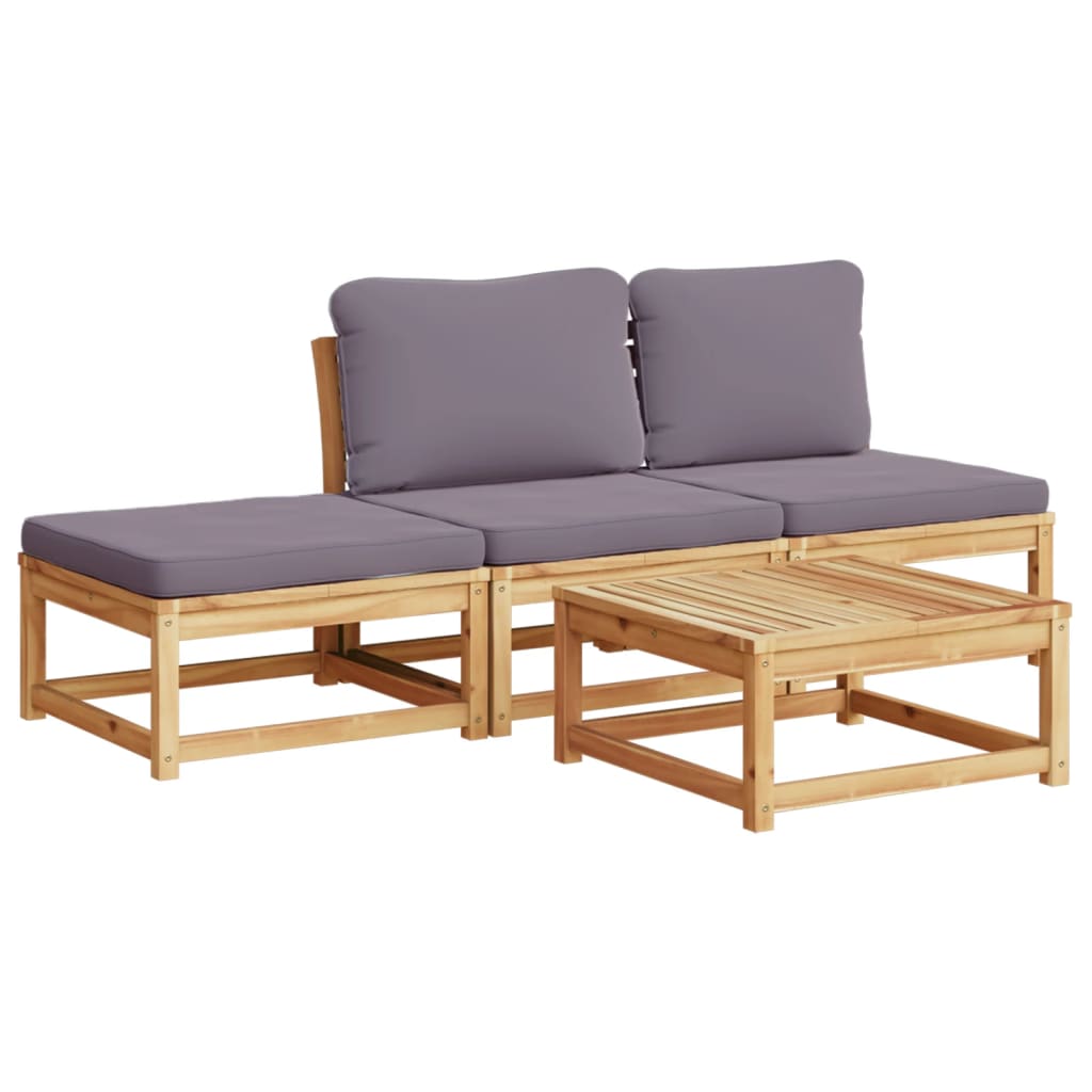 vidaXL Set de muebles de jardín 4 pzs y cojines madera maciza acacia