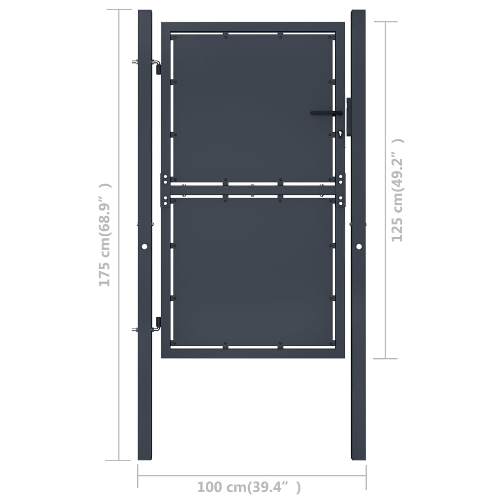 vidaXL Puerta de valla de jardín acero gris antracita 100x125 cm
