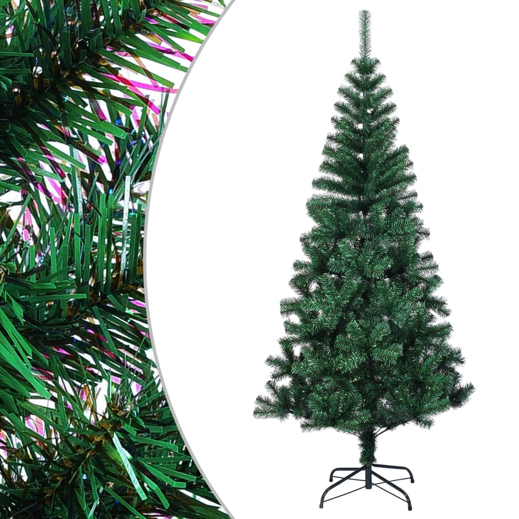 vidaXL Árbol de Navidad artificial puntas iridiscentes PVC verde 210cm