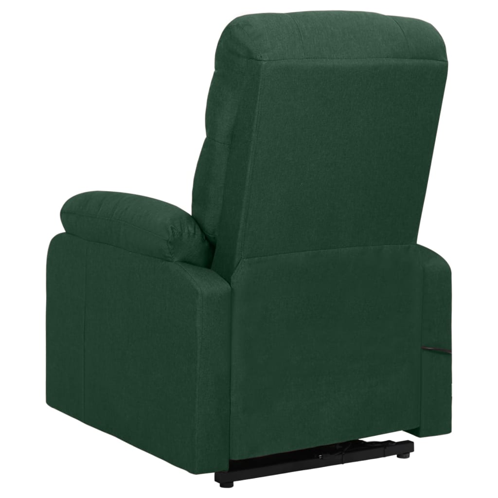 vidaXL Silla de masaje reclinable de pie de tela verde oscura