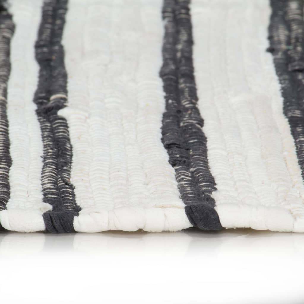 vidaXL Alfombra hecha a mano Chindi algodón antracita blanco 160x230cm