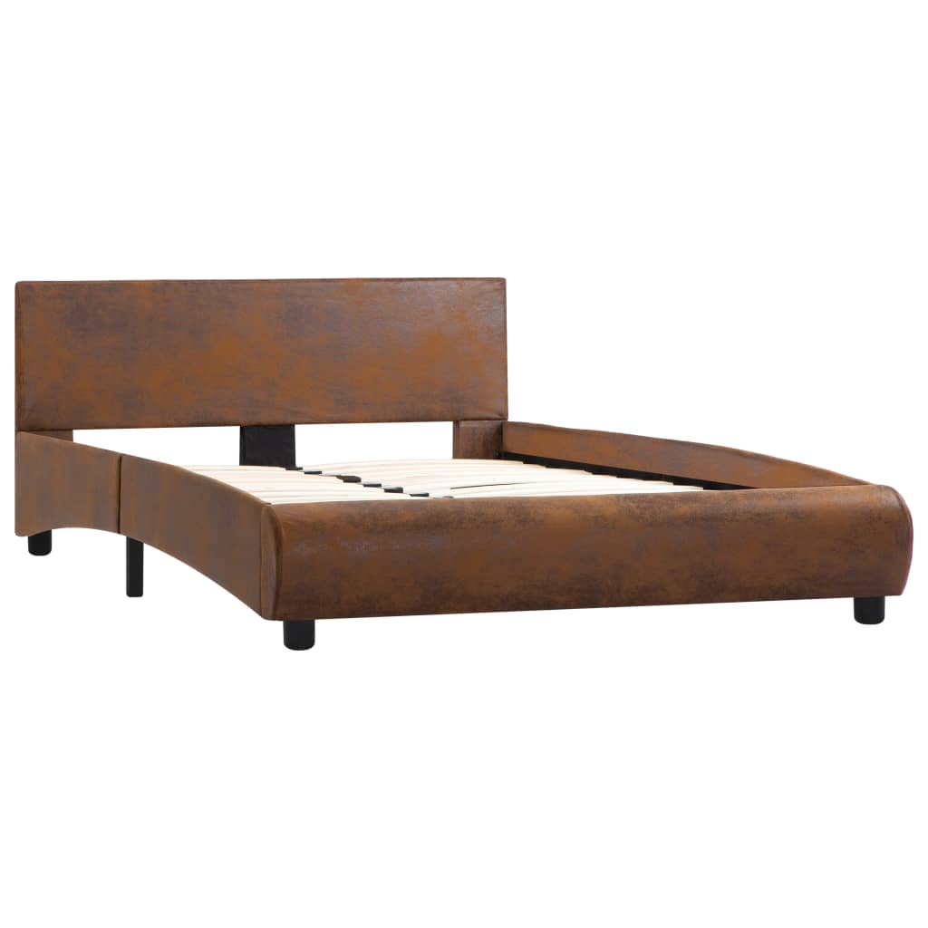 vidaXL Estructura de cama de cuero sintético marrón 140x200 cm