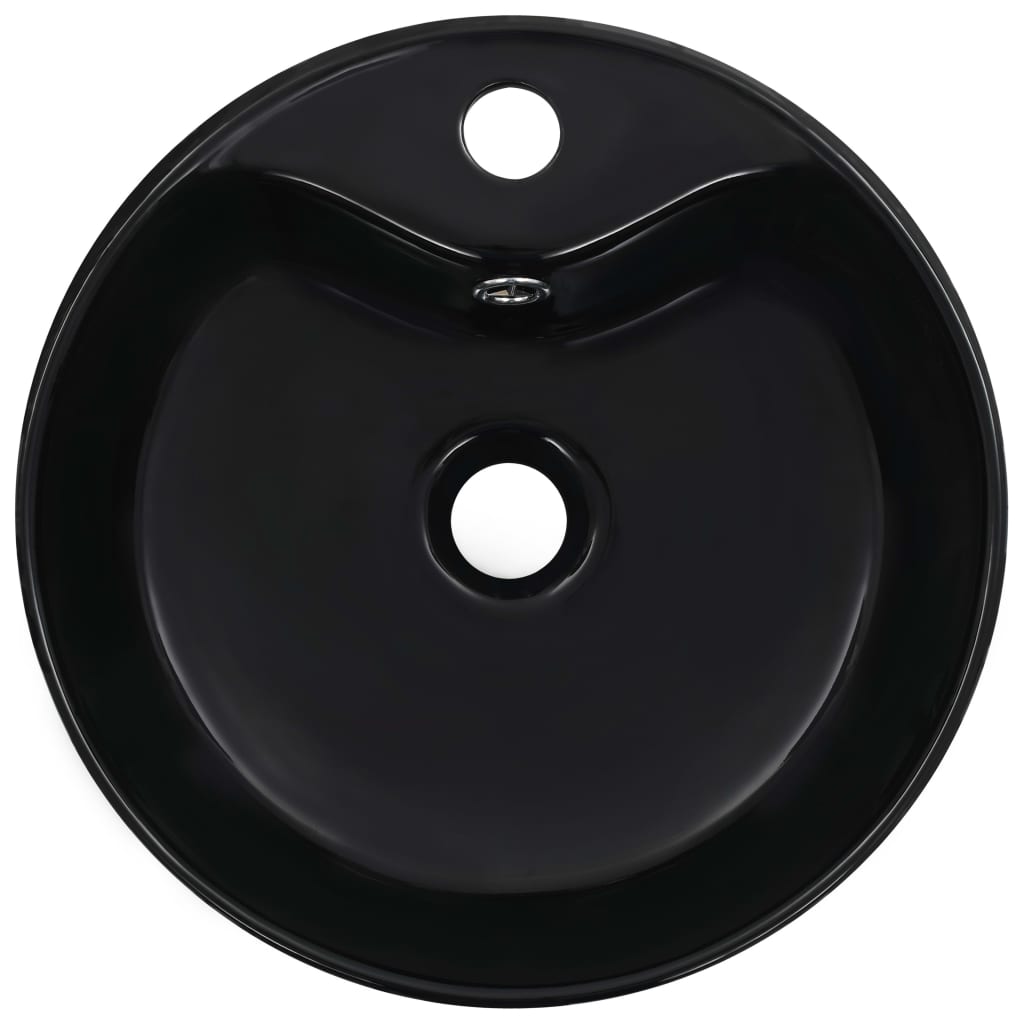 vidaXL Lavabo con rebosadero 36x13 cm cerámica negro