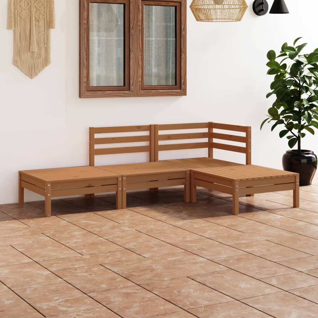 vidaXL Juego muebles de jardín 4 pzas madera maciza pino marrón miel
