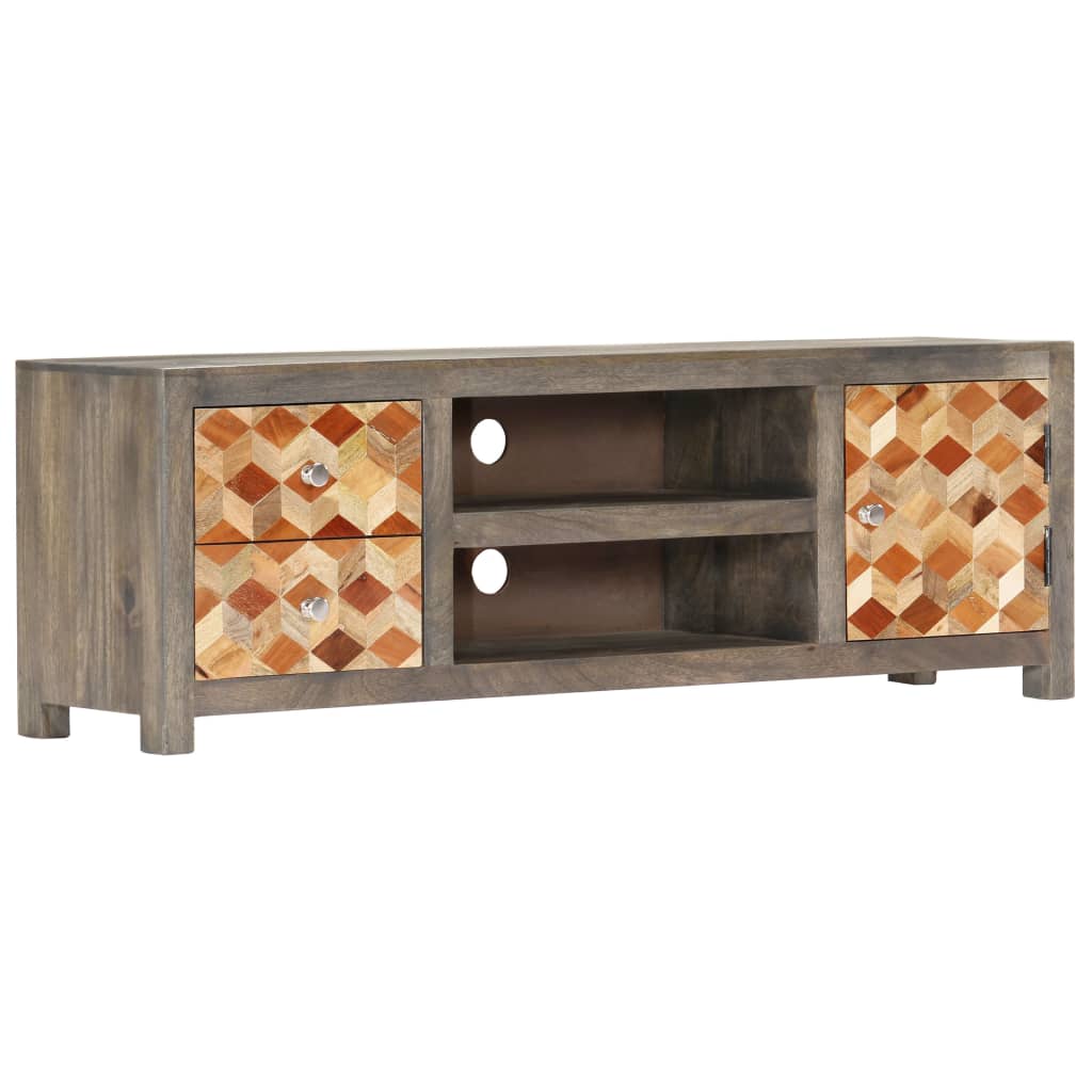 vidaXL Mueble para TV de madera maciza reciclada gris 120x30x40 cm