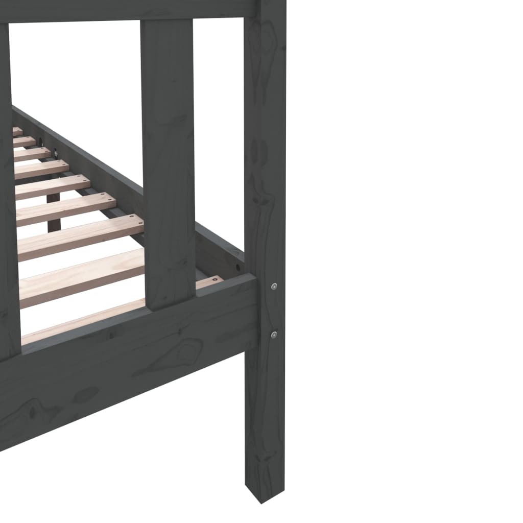 vidaXL Estructura de cama madera maciza de pino doble gris 135x190cm