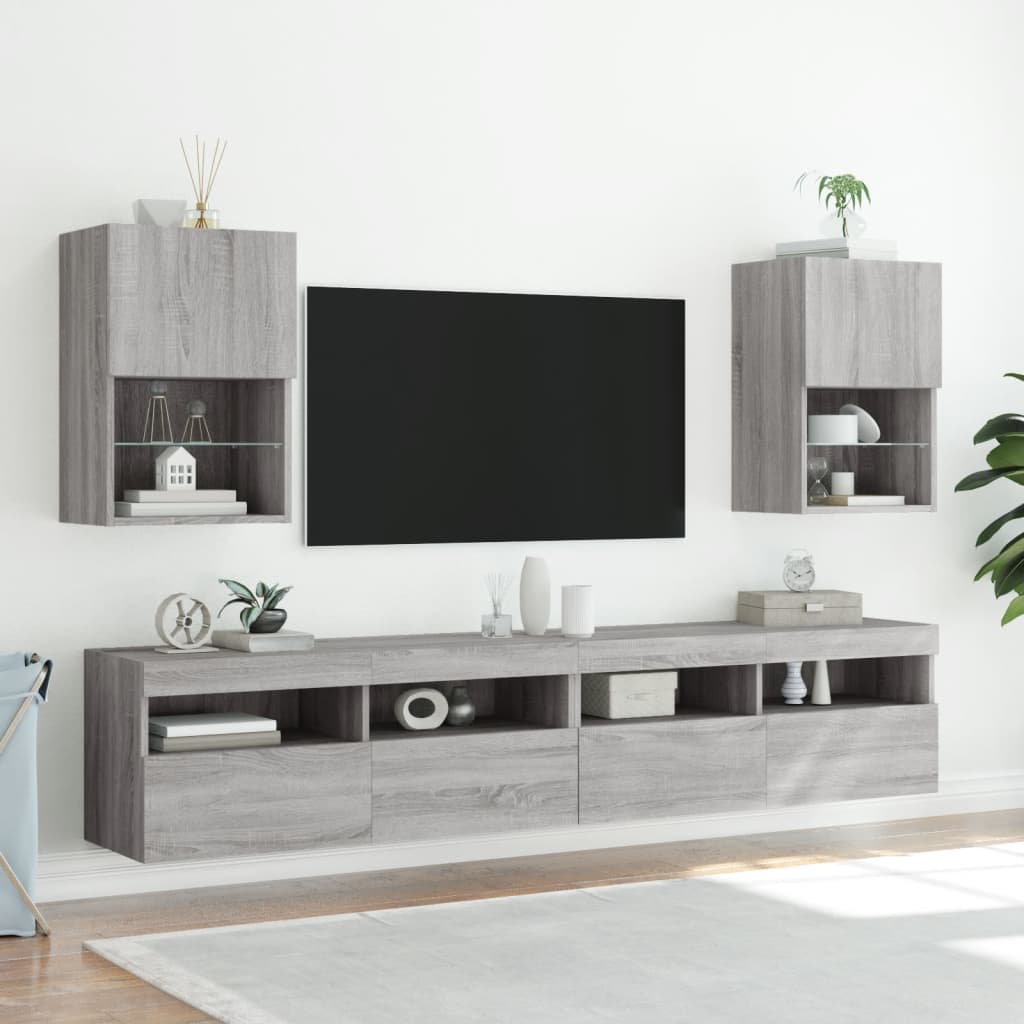 vidaXL Mueble para TV con luces LED gris Sonoma 40,5x30x60 cm