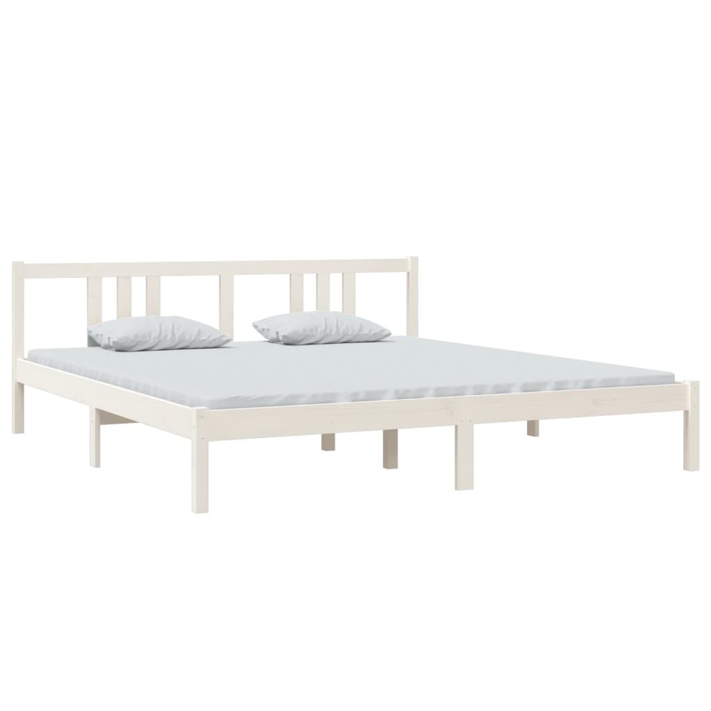vidaXL Estructura de cama madera maciza blanco Super King 180x200 cm