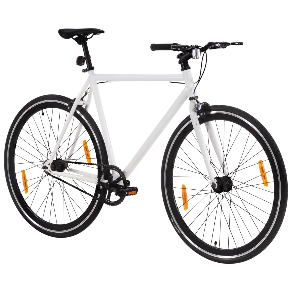 vidaXL Bicicleta de piñón fijo blanco y negro 700c 59 cm