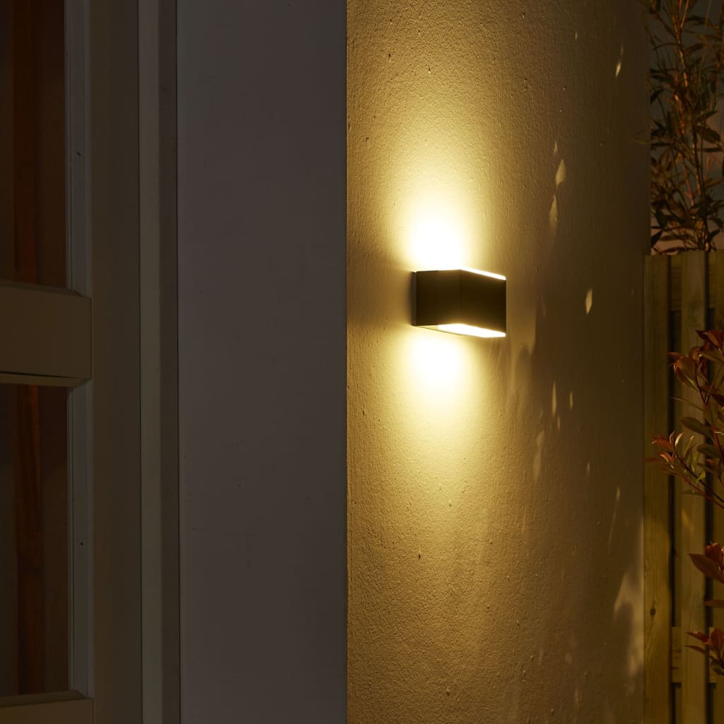 Luxform Lámpara de pared de jardín LED Cube negro