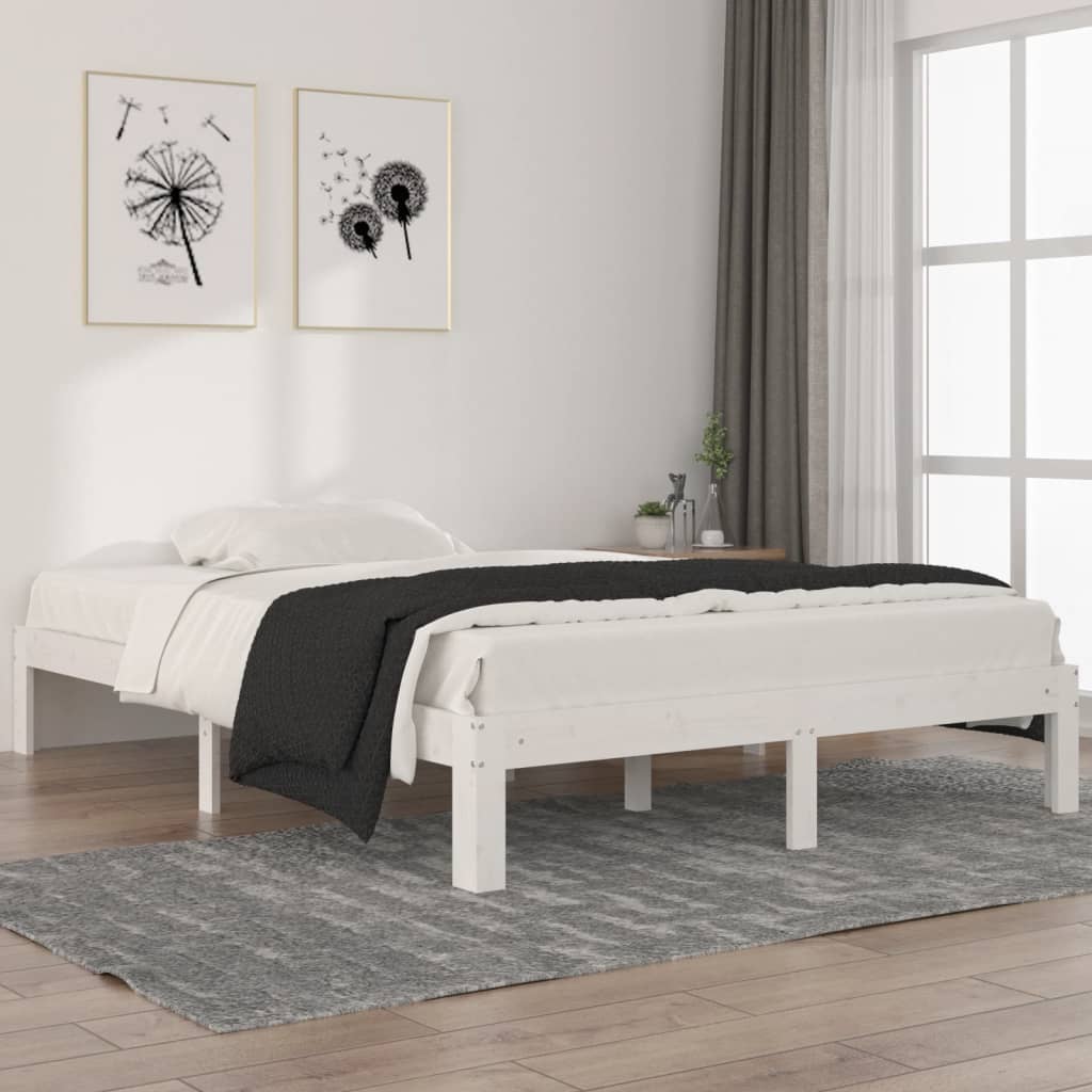 vidaXL Estructura de cama madera maciza de pino blanca 140x200 cm
