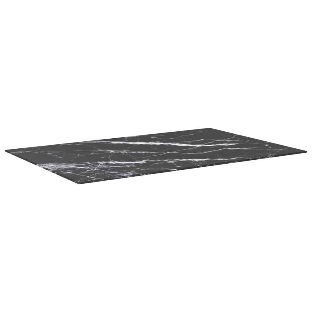 vidaXL Tablero mesa diseño mármol vidrio templado negro 100x62 cm 8 mm