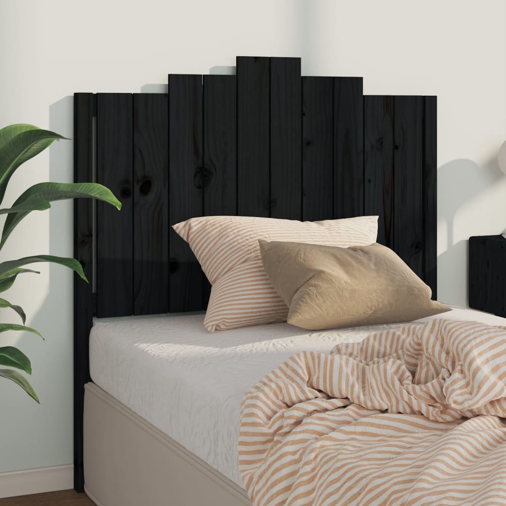 vidaXL Cabecero de cama madera maciza de pino negro 106x4x110 cm