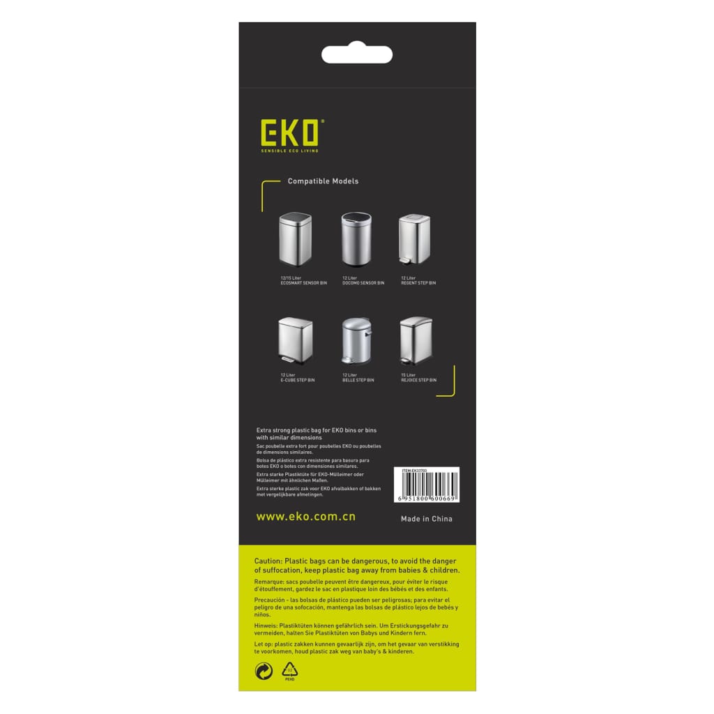EKO Set de bolsas de basura "C" 10-15 L 24x20 piezas blanco
