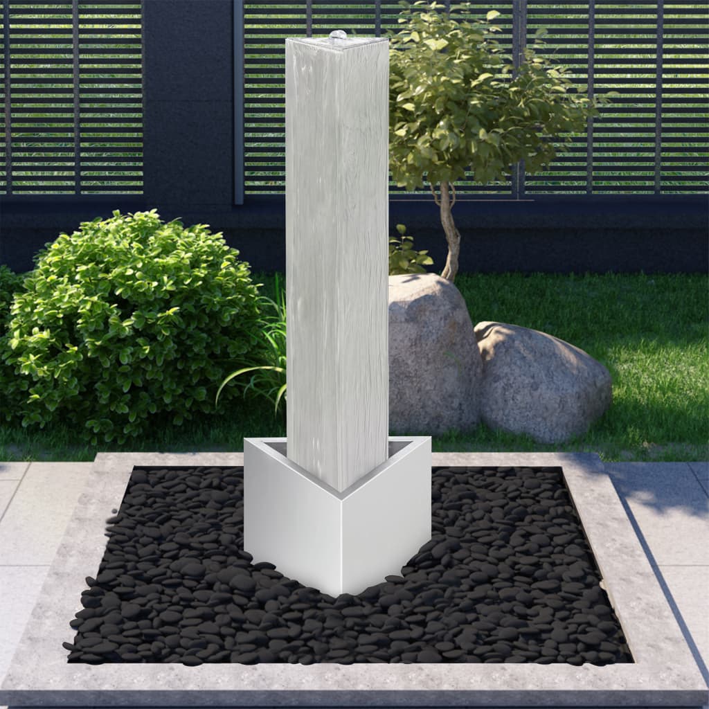 vidaXL Fuente de jardín de acero inoxidable plateado 37,7x32,6x110 cm