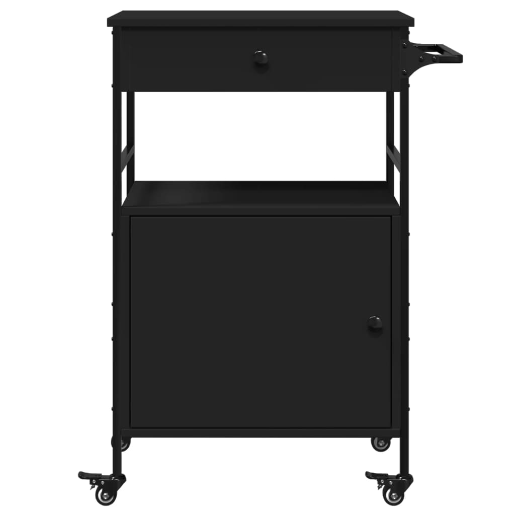 vidaXL Carrito de cocina de madera de ingeniería negro 56x43x89,5 cm