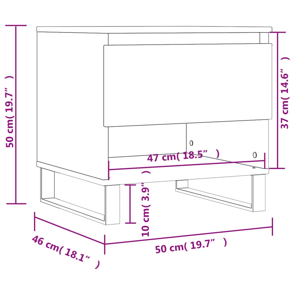 vidaXL Mesa de centro madera de ingeniería blanco 50x46x50 cm