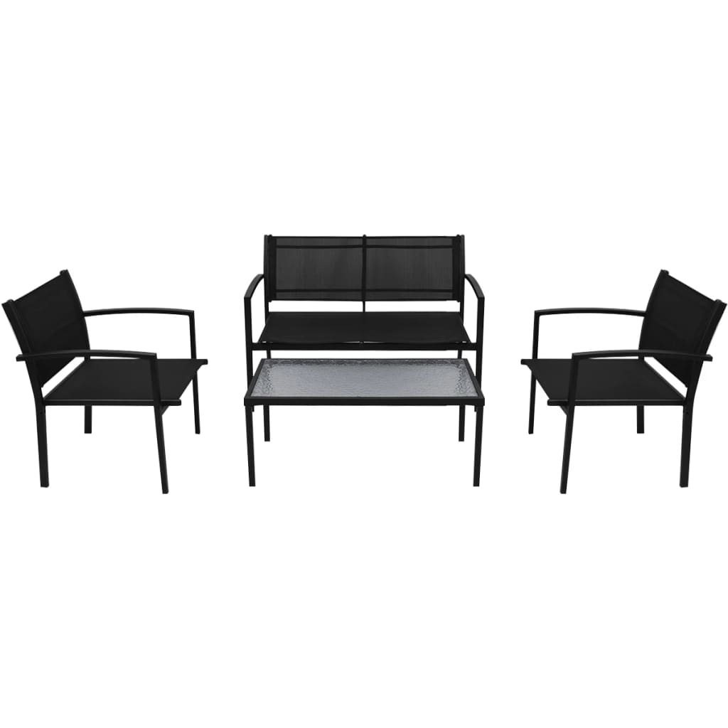 vidaXL Set de muebles de jardín 4 piezas textilene negro