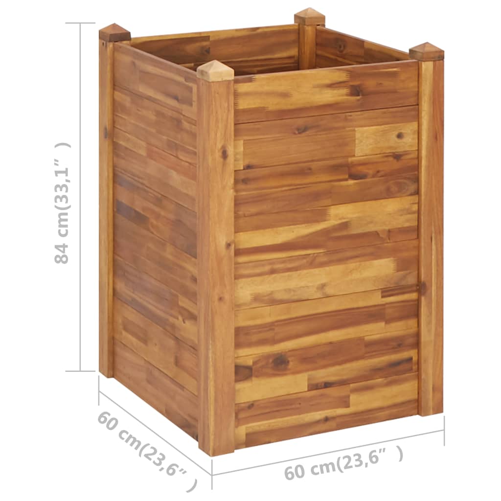vidaXL Arriate de madera maciza de acacia 60x60x84 cm