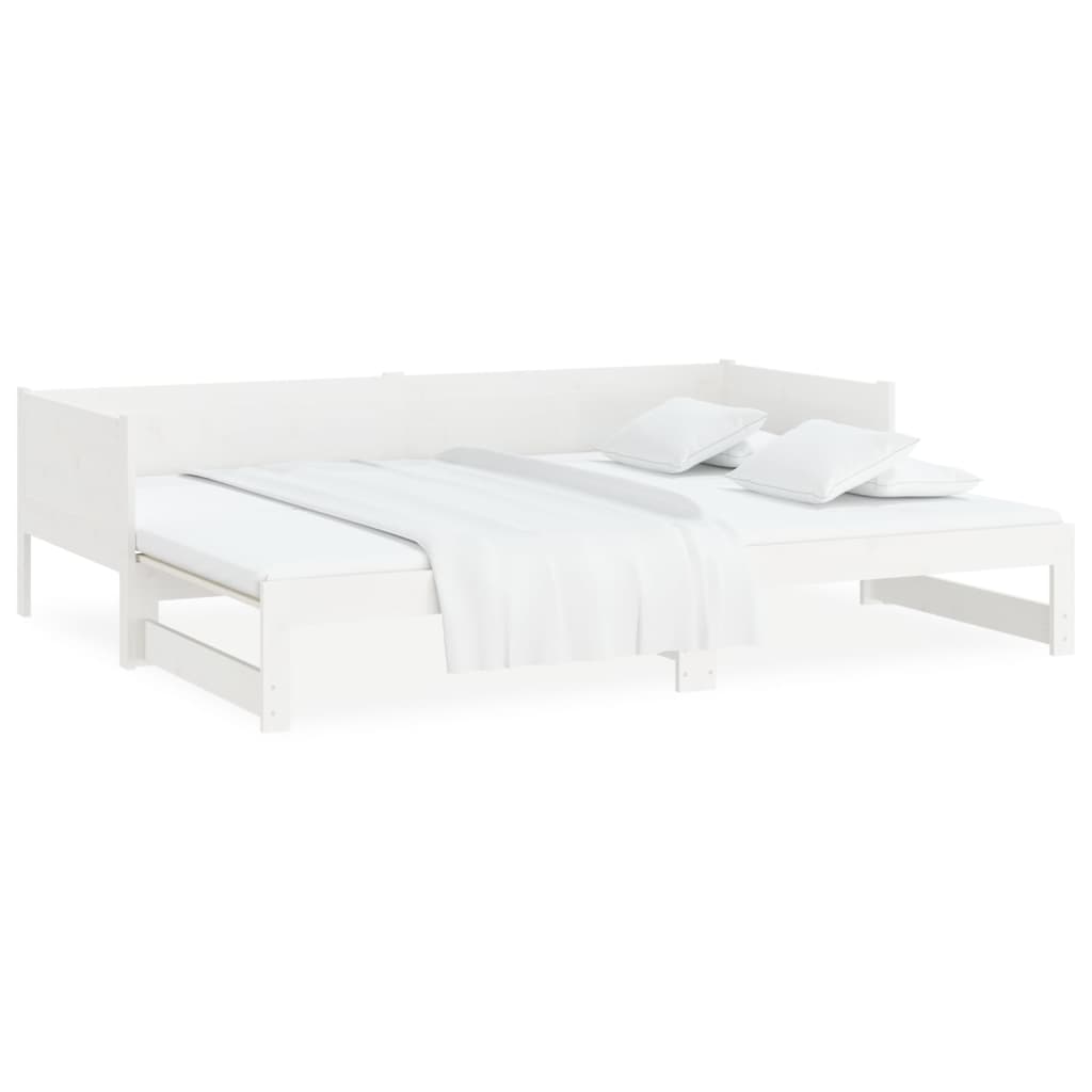 vidaXL Sofá cama extraíble madera maciza de pino blanco 2x(90x190) cm
