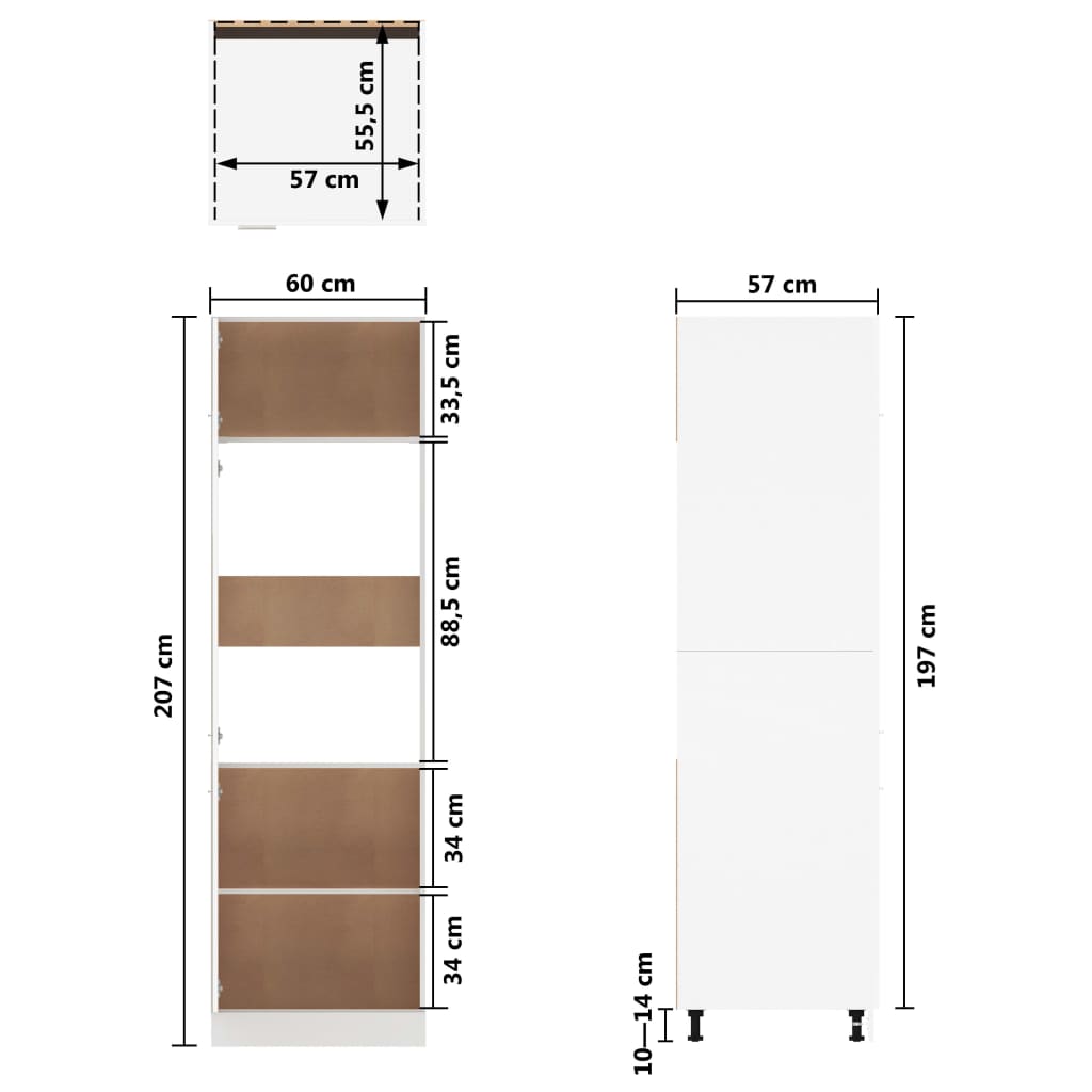 vidaXL Armario de frigorífico madera ingeniería blanco 60x57x207 cm