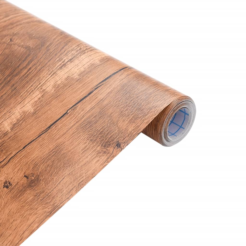 vidaXL Pegatinas de mueble autoadhesivas PVC aspecto madera 90x500 cm