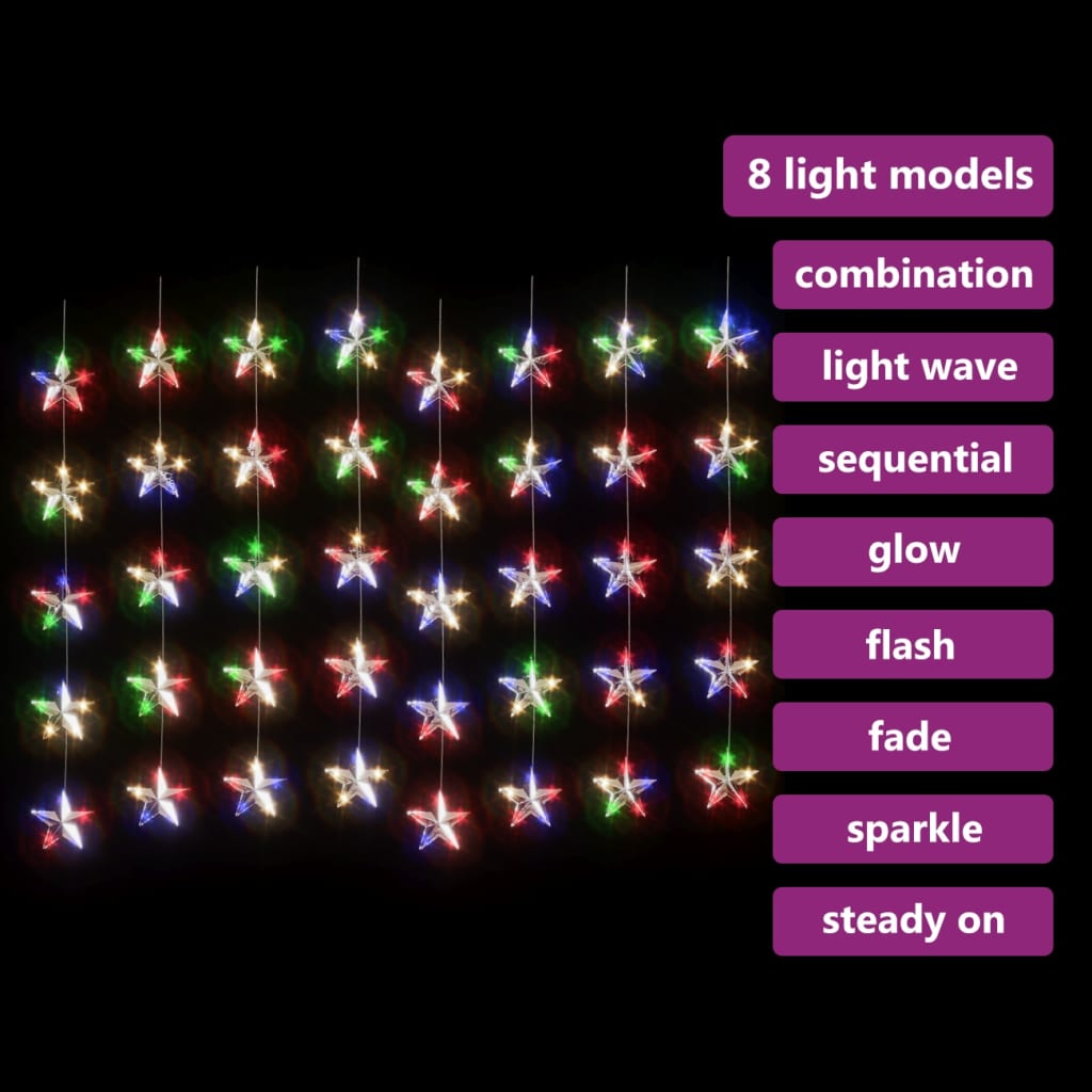 vidaXL Cortina de luces estrellas 200 LEDs de colores 8 funciones