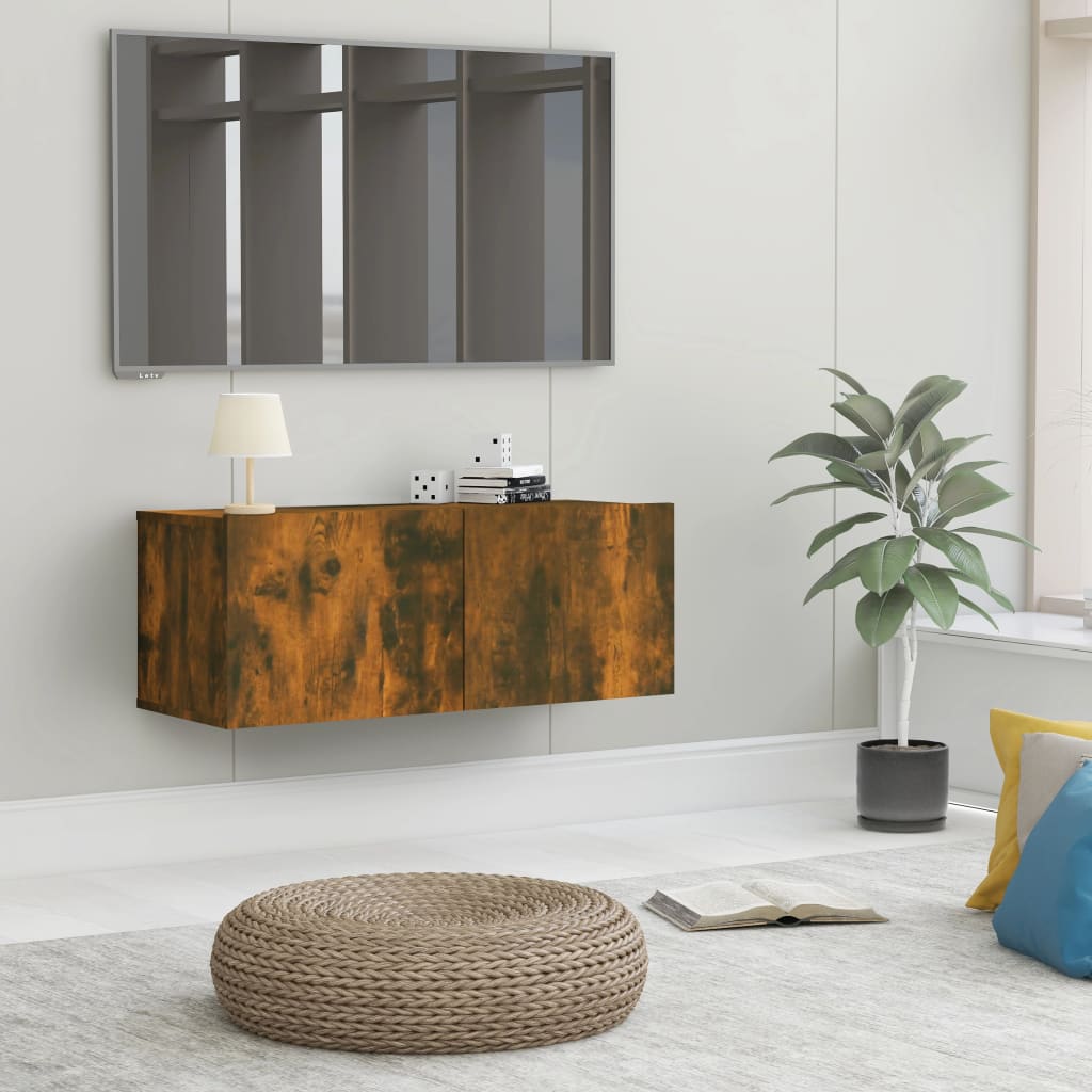 vidaXL Mueble para TV madera de ingeniería roble ahumado 80x30x30 cm