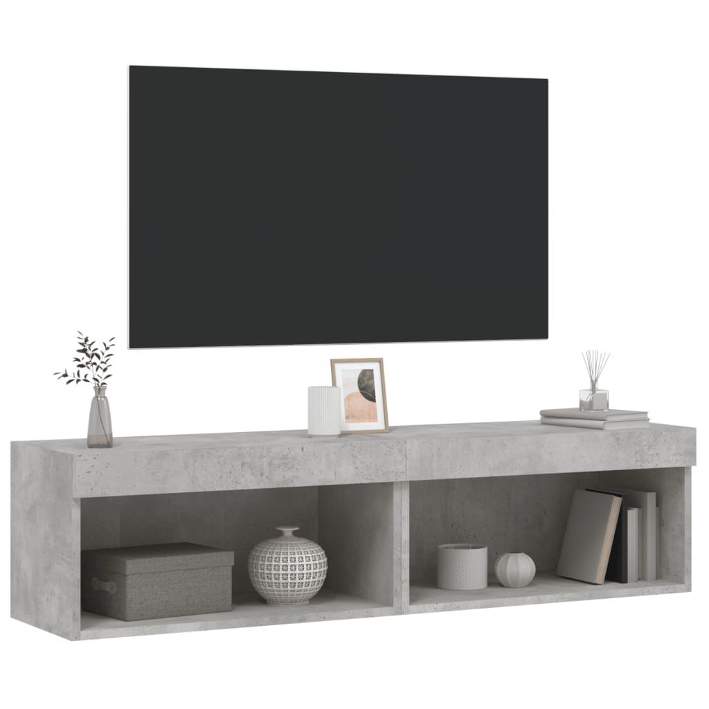 vidaXL Muebles para TV con luces LED 2 uds gris hormigón 60x30x30 cm