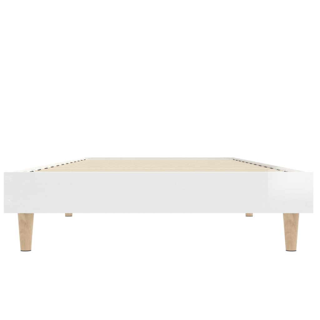 vidaXL Estructura de cama madera de ingeniería blanco brillo 75x190 cm