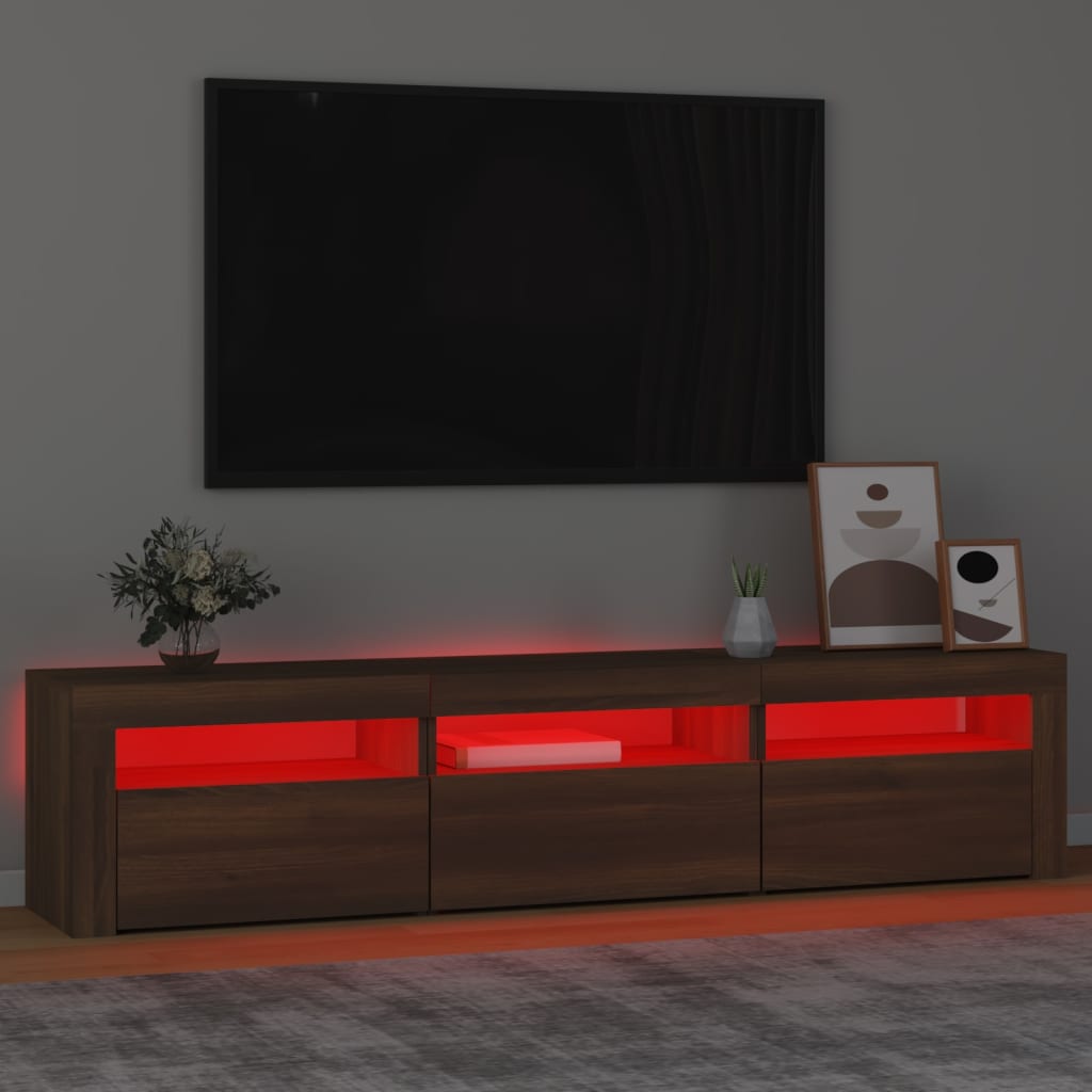 vidaXL Mueble de TV con luces LED color marrón roble 180x35x40 cm