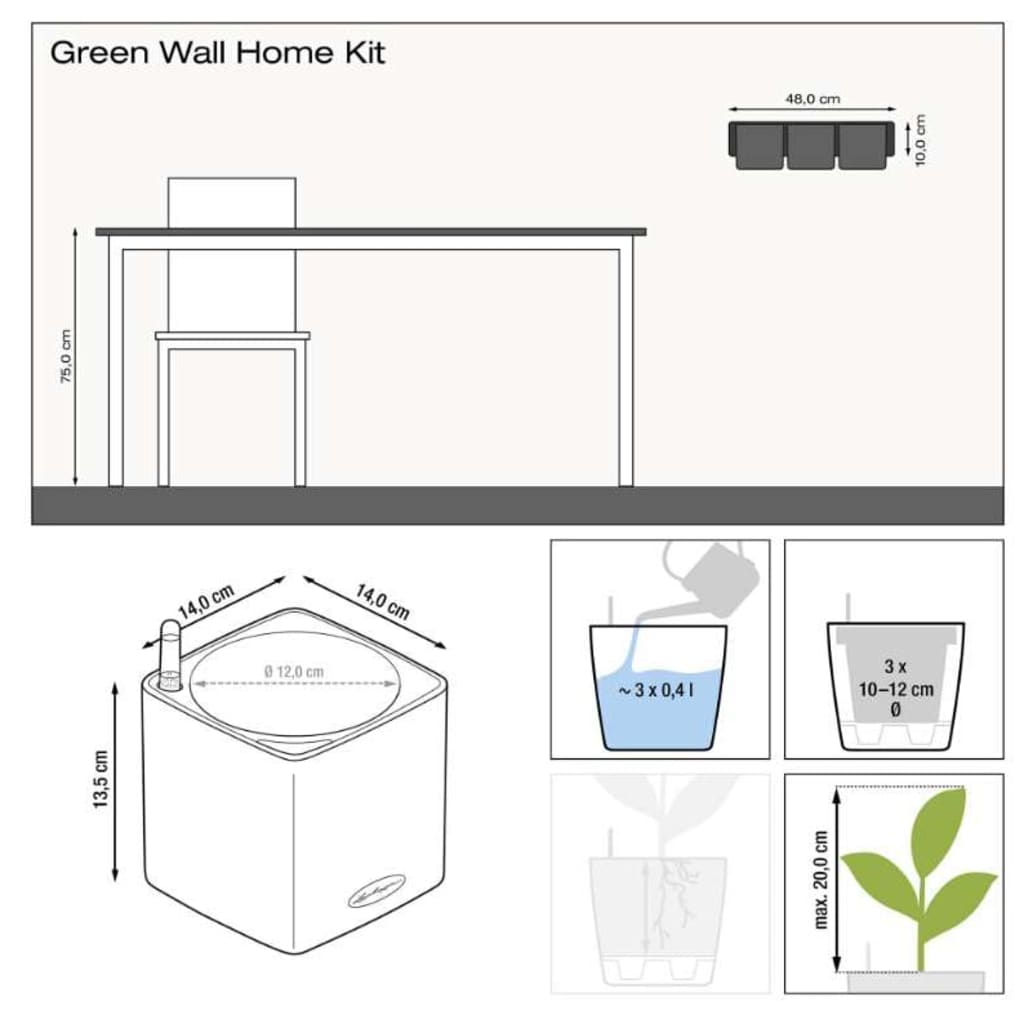 LECHUZA Jardineras 3 unidades Green Wall Home Kit blanco
